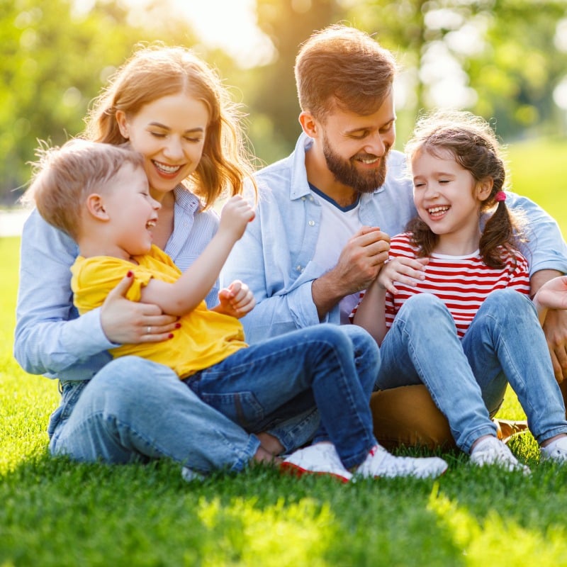 Family at a park having fun