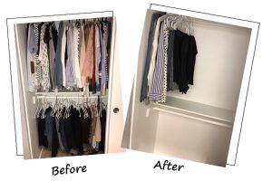 Nidia's closet before and after